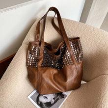 Load image into Gallery viewer, Purse Studded Large Capacity Shoulder bag - (3 Colors) Vegan Leather.