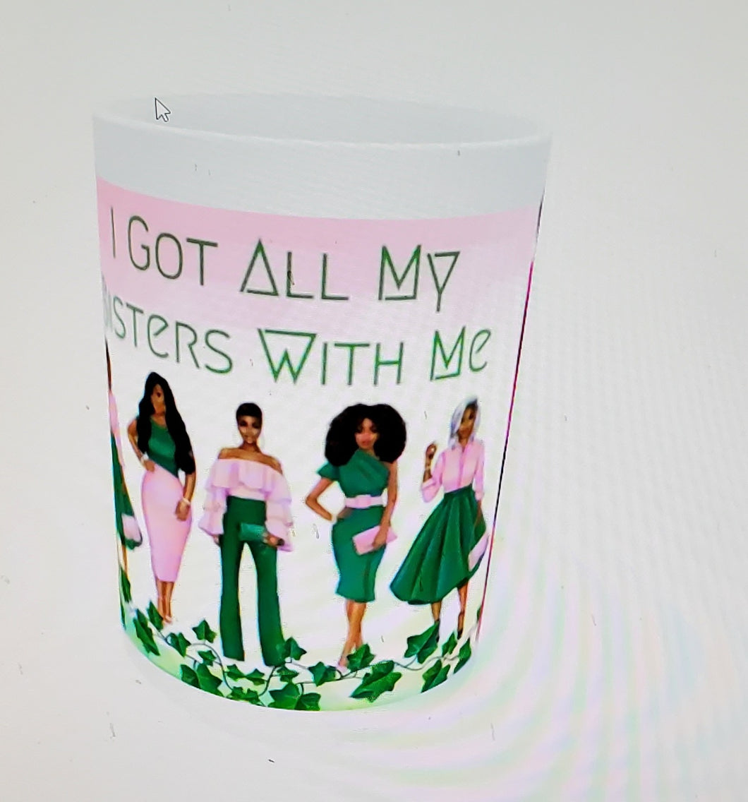 AKA Pearls Sorority - Pink and Green Mug (Sisters)