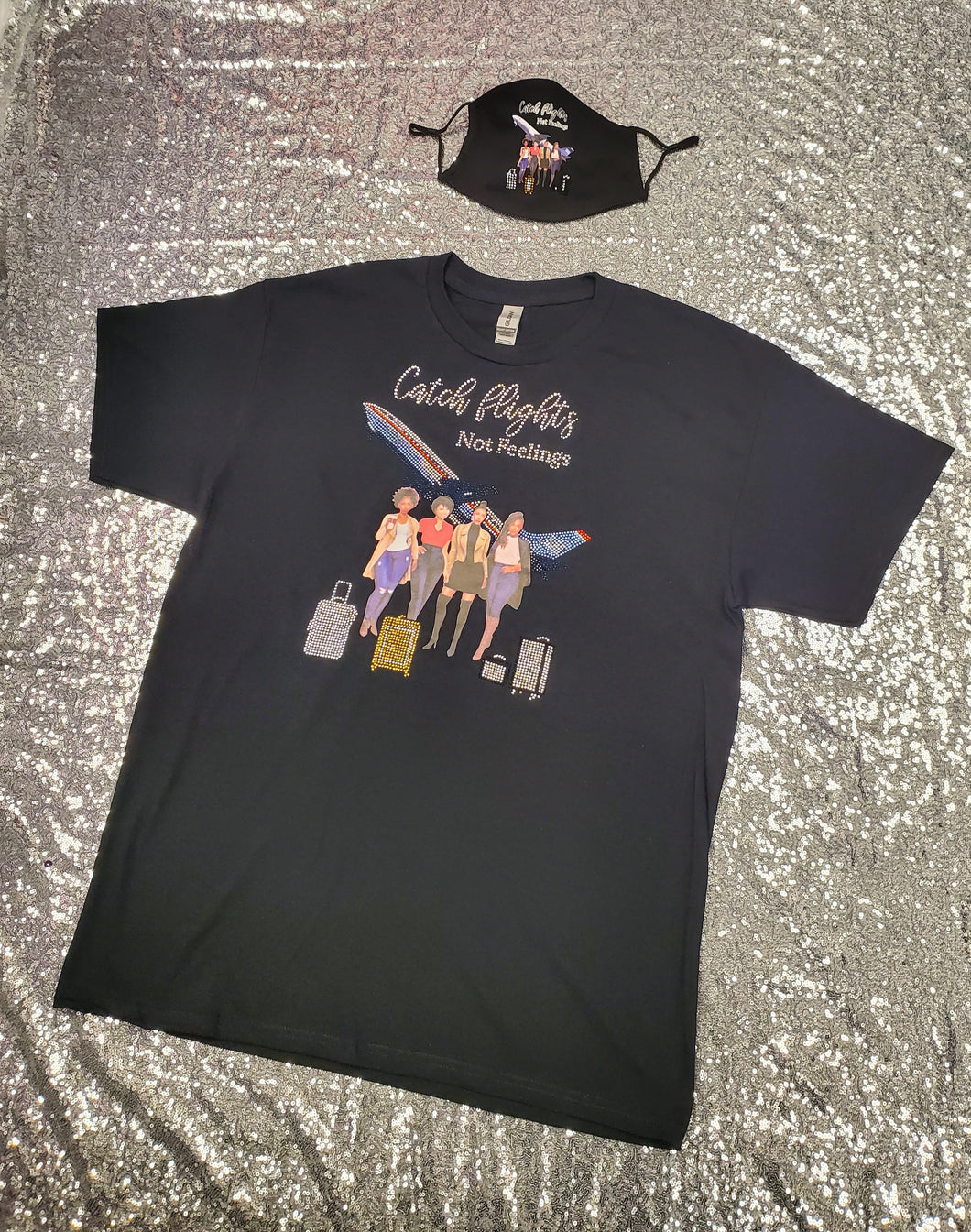 Take Flights (Girls Trip) Rhinestone Shirt set