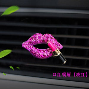 Car Air Freshener Outlet Perfume Clip Studded Red Mouth Car Perfume Clip Cute Car Solid Decorations For Girls Car Ornaments | Bling Things