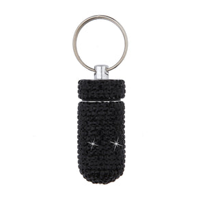 Bling Pill Case container storage with keychain