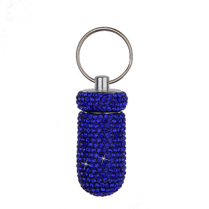 Bling Pill Case container storage with keychain