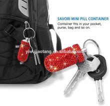 Load image into Gallery viewer, Bling Pill Case container storage with keychain
