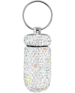 Bling Pill Case container storage with keychain