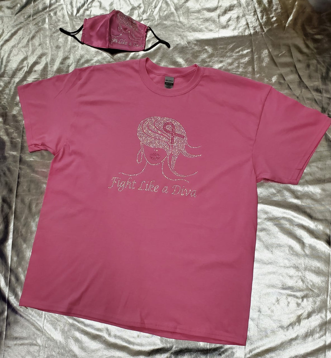 Pink Bling Cancer Diva shirt set