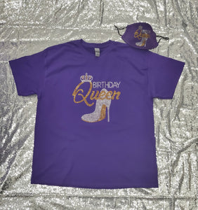 Bling Birthday Queen Shirt set (6 Colors)