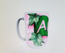 Load image into Gallery viewer, &quot;Pink Green and Pearls&quot; Mug
