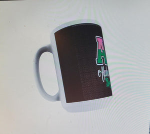 AKA - Dark Green Mug with Pink and Green