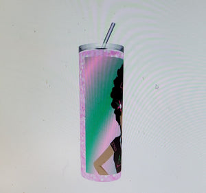 AKA Pink and Green Afro Soro Tumbler